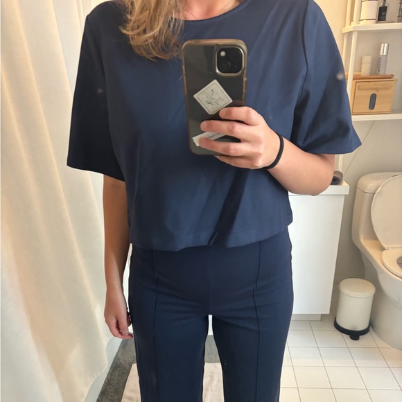 Ripley Rader | Ponte Knit Short Sleeve Top | Navy | Size XL (1+) - Picture 12 of 12